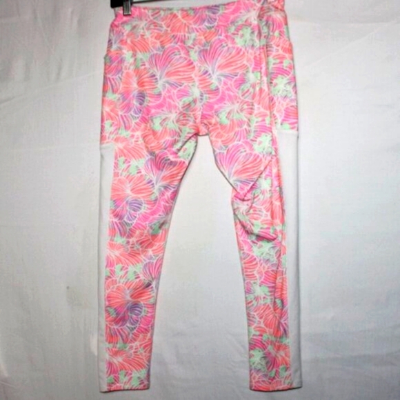 Athletic Works Girls' Plus Size Leggings L (10/12) – Floral Print, Stretch Activ - Picture 3 of 5